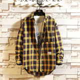 Advbridge Spring Men's Flannel Cotton Long Sleeve Plaid Shirt  High Quality Button Down Casual Shirt For Men Slim Fit  Fashion All-match