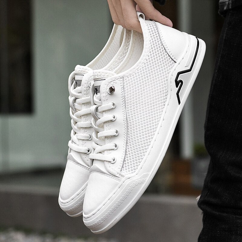 Advbridge New Brand High Quality White Men's Genuine Leather Casual Shoes Summer Breathable Outdoor Sneakers Man Loafers Comfortable Flats