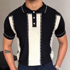 Advbridge Fashion Short Sleeve Tee Men 2023 Summer Stitch Color Polo Shirts Casual  Men Clothing New Lapel Button-up Slim t Shirt Top