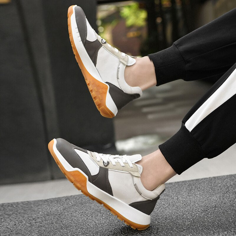 Advbridge Genuine Leather Men Sneakers Flat High Quality Causal Men Shoes Male Footwear Non-slip Fashion Sneakers Men Shoes