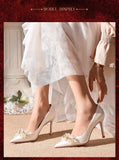 Advbridge French Wedding Female Main Wedding Dress Two Wear New Bride Shoes White High-heeled Crystal Shoes Don't Tire Your Feet