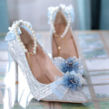 Advbridge Kawaii Romantic Lolita Shoes Pointed Toe High Heels 8cm Vintage Feminine Flower Wedding Women Sandals