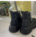 Advbridge Platform Ankle Boots For Women 2023 INS Brand Leather Motorcycle Boots Women's Winter Shoes Booties Ladies Chunky Lace Up New