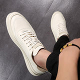 Advbridge Spring Autumn Men Casual Lace-Up Breathable Sneakers Men All-match Shoes Casual Leather Men's  Shoes Comfortable Sneakers