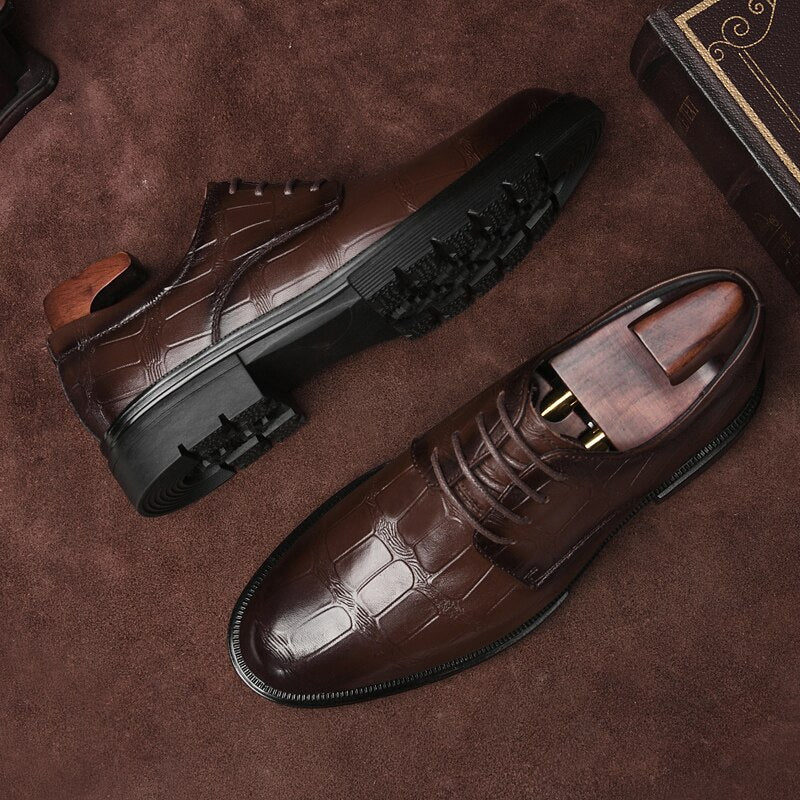 Advbridge Fashion Men Dress Shoes Men Oxfords Fashion Business Dress Men Shoes New Classic Genuine  Leather Men'S Suits Shoes