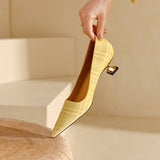 Advbridge 2023 new spring women pumps natural leather 22-24.5cm length cowhide+ sheepskin Checkered thin heel shoes pointed toe shoes