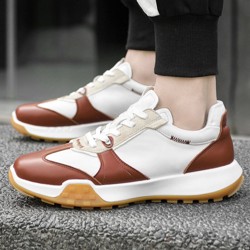 Advbridge Genuine Leather Men Sneakers Flat High Quality Causal Men Shoes Male Footwear Non-slip Fashion Sneakers Men Shoes