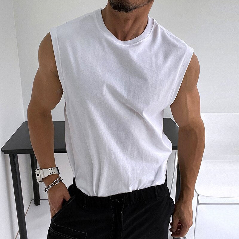 Advbridge Casual Mens Sleeveless Gym Tank Tops 2023 Fashion Slim Summer Shirt Men Clothing New Crew neck Pullover t Shirt Tee Streetwear