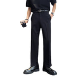 Advbridge Men Hem Split Fashion Casual Straight Suit Pant Man Japan Korean Streetwear Business Chic Pants Male Trousers