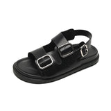 Advbridge 2023 summer women's outerwear sandals Ladies' casual flats Stylish metal design black rubber shoes work wear free shipping