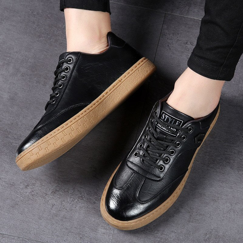 Advbridge Spring Autumn New Men Shoes Fashion Casual Skateboard Shoes Men Leather Walking Work Oxfords Business Hip Hop Mens Sneakers