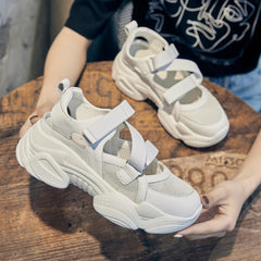 Advbridge 100% Genuine Leather Shoes Women Sneakers Thick Sole Summer Women Sandals Casual Woman Height Increasing White Shoes A3507