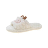 Advbridge Slippers Casual Room Shoes Fur Flip Flops Winter Footwear Low Slides Flock Luxury Massage Rubber Plush Flat Hoof Heels Basic PU