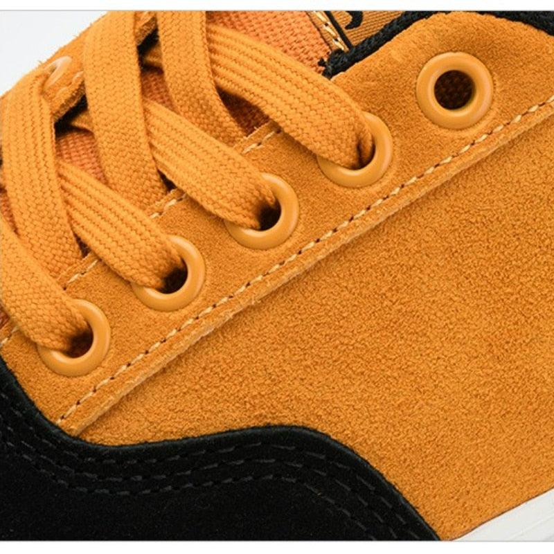 Advbridge Suede Leather Casual Shoe for Men Yellow Sneakers Lace-up Walking Shos for Teenager Light Rubber Outsole