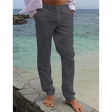 Advbridge Men's Linen Pants Trousers Summer Pants Pocket Plain Comfort Breathable Outdoor Daily Going out Linen / Cotton Blend Fashion Streetwear Black White