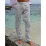 Advbridge Men's Linen Pants Trousers Summer Pants Pocket Plain Comfort Breathable Outdoor Daily Going out Linen / Cotton Blend Fashion Streetwear Black White